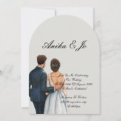 bride and groom modern wedding  kaart (Voorkant)