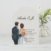 bride and groom modern wedding  kaart (Staand voorkant)