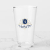 Bride And Groom Monogram Names Elegant Weeding Glas (Voorkant)