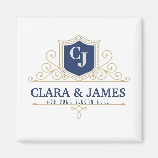 Bride And Groom Monogram Names Elegant Weeding Magneet (Voorkant)