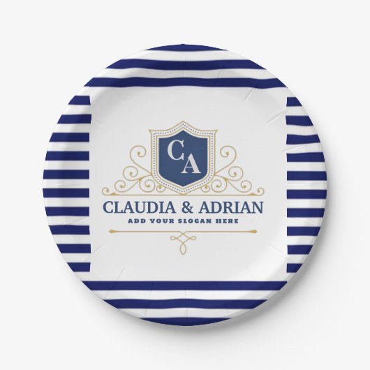 Bride And Groom Monogram Names Elegant Weeding Papieren Bordje (Voorkant)