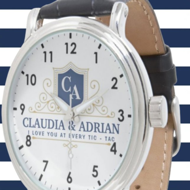  Bride And Groom Monogram Names Weeding gift Horloge (Creator heeft geüpload)