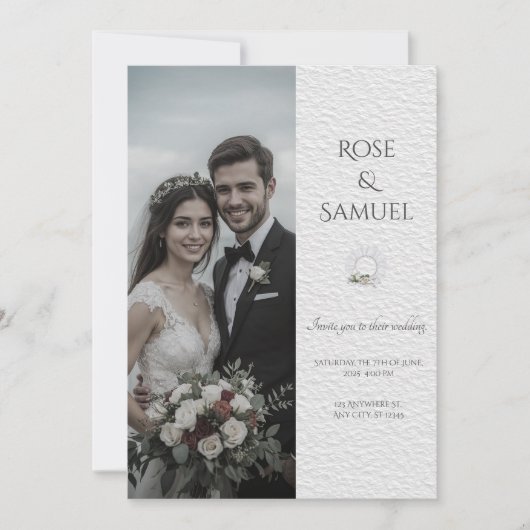 Bride and Groom Photo Elegant Wedding Invitation Kaart (Voorkant)