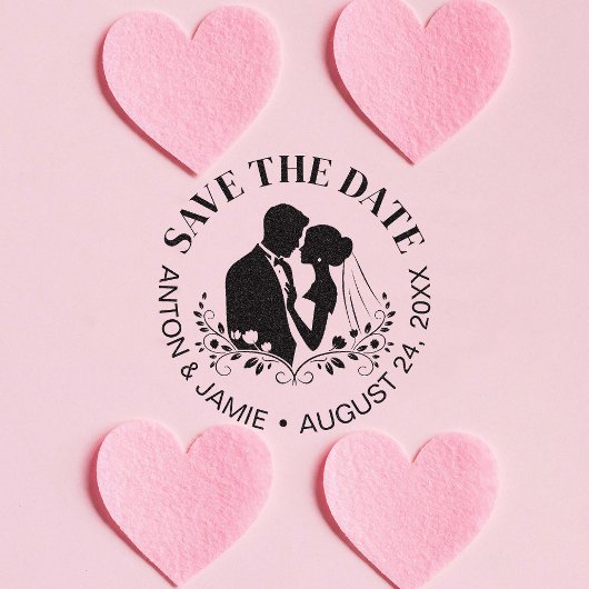 Bride And Groom Save The Date Wedding Date Names Zelfinktende Stempel