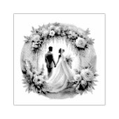 Bride and Groom silhouette Floral Wedding Rubberstempel (Afrduk)