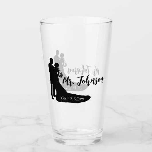 Bride and Groom Silhouette Glas (Voorkant)