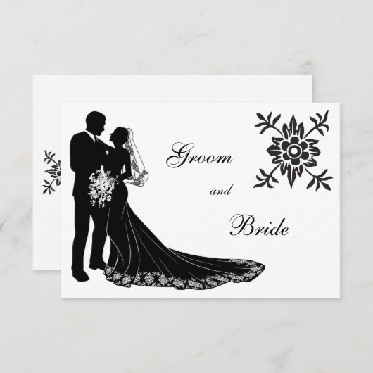 Bride and Groom Silhouette Uitnodiging (Voorkant / Achterkant)