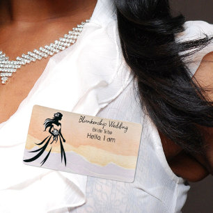 Bride Art Kleurrijke Waterverf Label Naam Tag