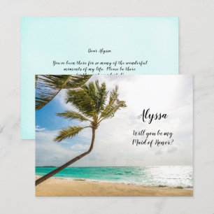 Bride Asking Maid of Honor Beach Wedding Note Kaar Kaart