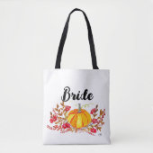 Bride Autumn Pumpkin Floral Fall Wedding Tote Bag (Voorkant)