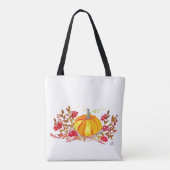 Bride Autumn Pumpkin Floral Fall Wedding Tote Bag (Achterkant)