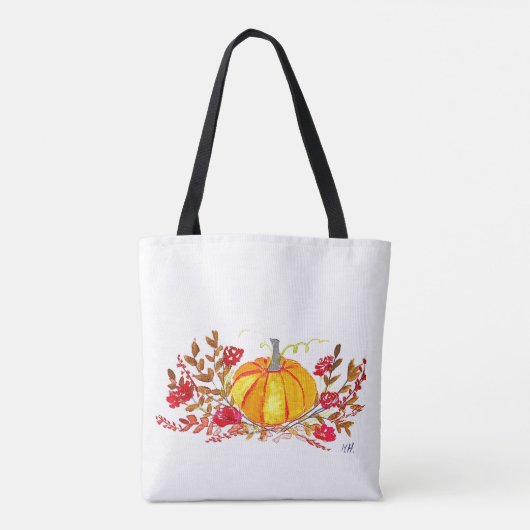 Bride Autumn Pumpkin Floral Fall Wedding Tote Bag (Achterkant)