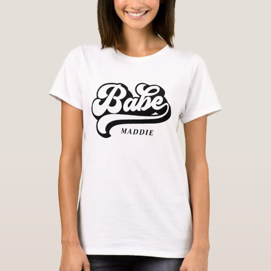 Bride Babe Custom Name T-Shirt Bachelorette T-shir (Voorkant)