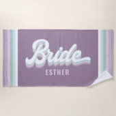Bride bachelorette bruiloftsfunky retro 80's paste strandlaken (Voorkant)