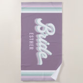 Bride bachelorette bruiloftsfunky retro 80's paste strandlaken (Voorkant)