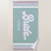 Bride bachelorette bruiloftsfunky retro 80's paste strandlaken (Voorkant)