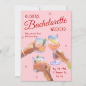 Bride Bachelorette Party Weekend Route Roze Kaart (Voorkant)