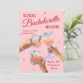 Bride Bachelorette Party Weekend Route Roze Kaart (Staand voorkant)