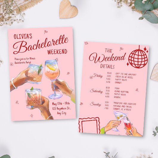 Bride Bachelorette Party Weekend Route Roze Kaart