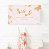 Bride Be Boho Gold Butterfly roze bridale achtergr Spandoek (Insitu)
