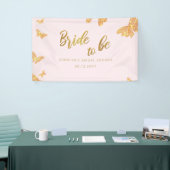 Bride Be Boho Gold Butterfly roze bridale achtergr Spandoek (Beurs)