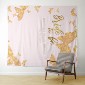 Bride Be Boho Gold Butterfly roze bridale achtergr Wandkleed (In Situ (horizontaal))