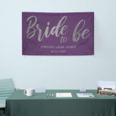 Bride Be Silver Calligraphy Paars Vrijgezellenfees Spandoek (Beurs)