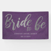Bride Be Silver Calligraphy Paars Vrijgezellenfees Spandoek (Horizontaal)