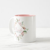 Bride Beauful Blush Pink Floral Monogram Weddensch Tweekleurige Koffiemok (Voorkant links)