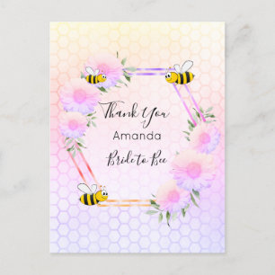 Bride Bee Vrijgezellenfeest roze floralen Dank u Briefkaart