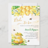 Bride bee yellow florals honingraat vrijgezellenfe kaart (Voorkant)