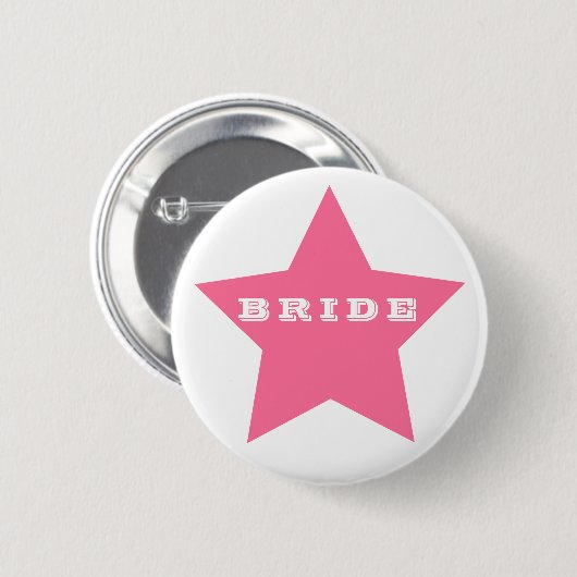 BRIDE | Big HOT PINK Star-Button Ronde Button 5,7 Cm (Voorkant /achterkant)