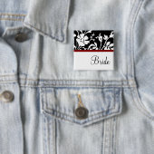 Bride Black and White Floral Button (In situ)