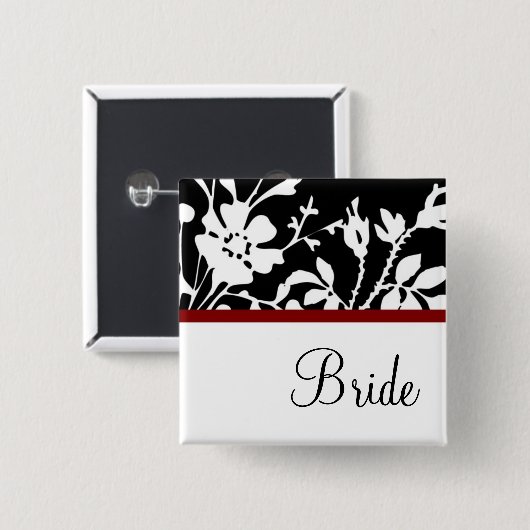 Bride Black and White Floral Button (Voorkant /achterkant)