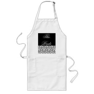 Bride Black Damask Vrijgezellenfeest Apron Lang Schort