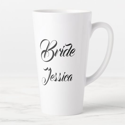 Bride Black Elegant Script Gifts Stylish Weddings Latte Mok (Rechts)