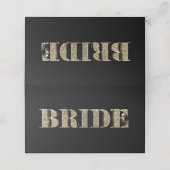 Bride Black en Gold Golden Glitter Typografie Plaatskaartje (Buitenkant ongevouwen)
