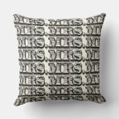 Bride Black en Ivory Mrs Typografie Pattern Kussen (Achterkant)