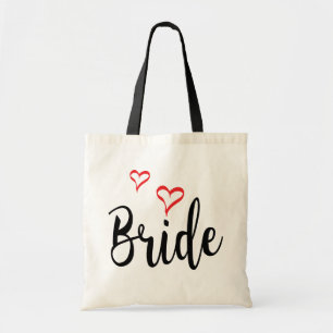 Bride Black en Red Love Hearts Weddenschap Typogra Tote Bag