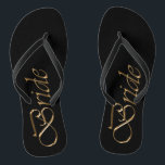 Bride Black Gold script elegant chic bruiloft Teenslippers<br><div class="desc">Bride,  goudschrift en zwarte elegante Teenslippers voor het trouwerijproces</div>