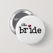 Bride Black met rood hart Ronde Button 5,7 Cm (Voorkant /achterkant)