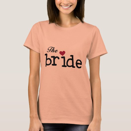 Bride Black met rood hart T-shirt (Voorkant)