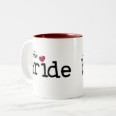 Bride Black met rood hart Tweekleurige Koffiemok (Voorkant links)