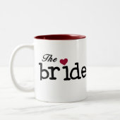 Bride Black met rood hart Tweekleurige Koffiemok (Links)