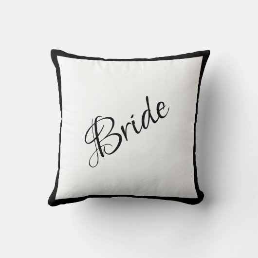 Bride Black Script Chic Wedding Kussen (Achterkant)
