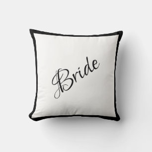 Bride Black Script Chic Wedding Kussen
