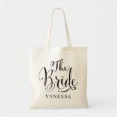 Bride Black Script Personalized Wedding Tote Bag (Voorkant)