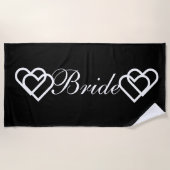 Bride Black White Hearts Beach Towel Strandlaken (Voorkant)