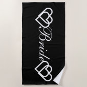 Bride Black White Hearts Beach Towel Strandlaken (Voorkant)