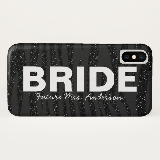 Bride Black Zebra Glitter ontwerp Case-Mate iPhone Case (Achterkant (horizontaal))